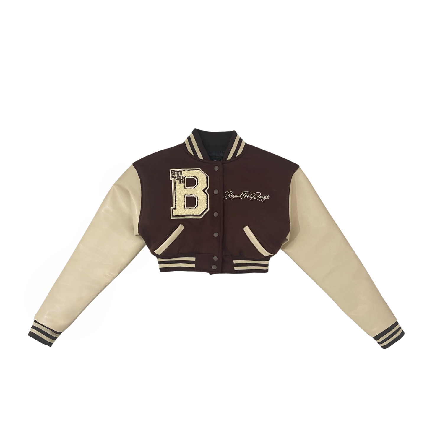 1946 MOCHA CROPPED VARSITY JACKET