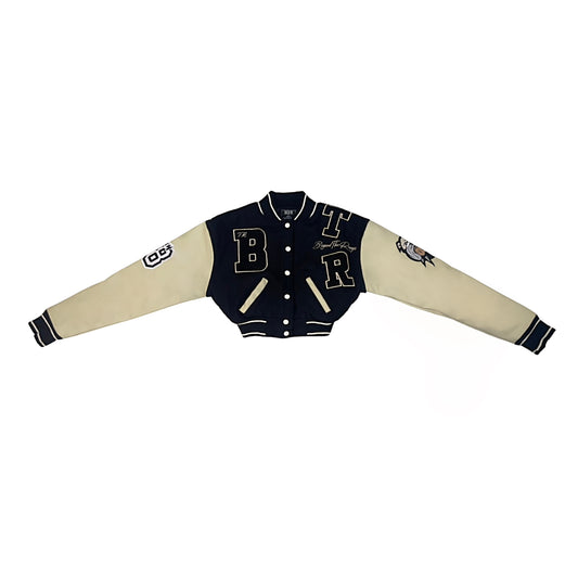 Dark Sand 28 Cropped Varsity Jacket