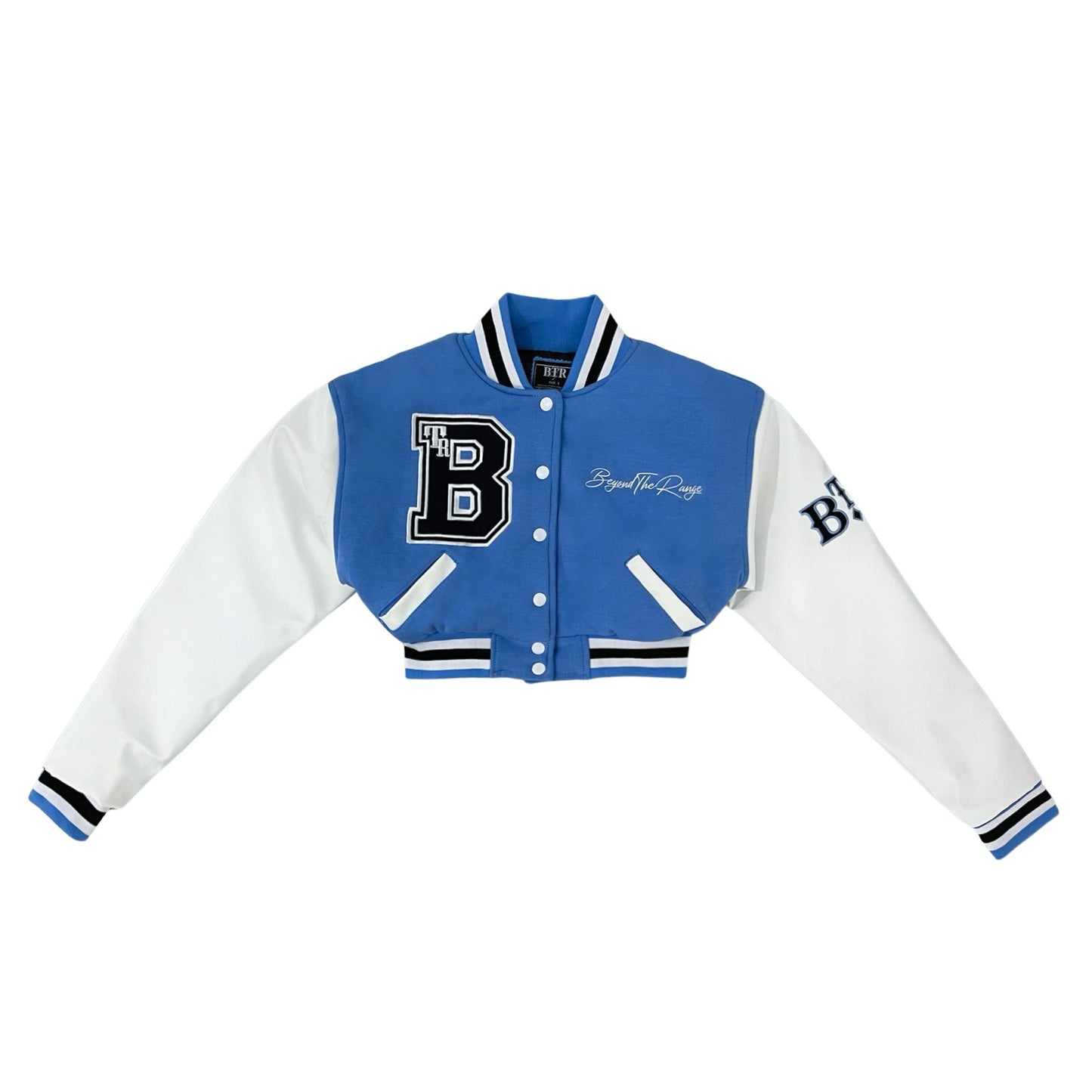 1946 UNIVERSITY BLUE CROPPED VARSITY JACKET – BEYOND THE RANGE