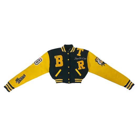 Yellow Jock 28 Cropped Varsity Jacket
